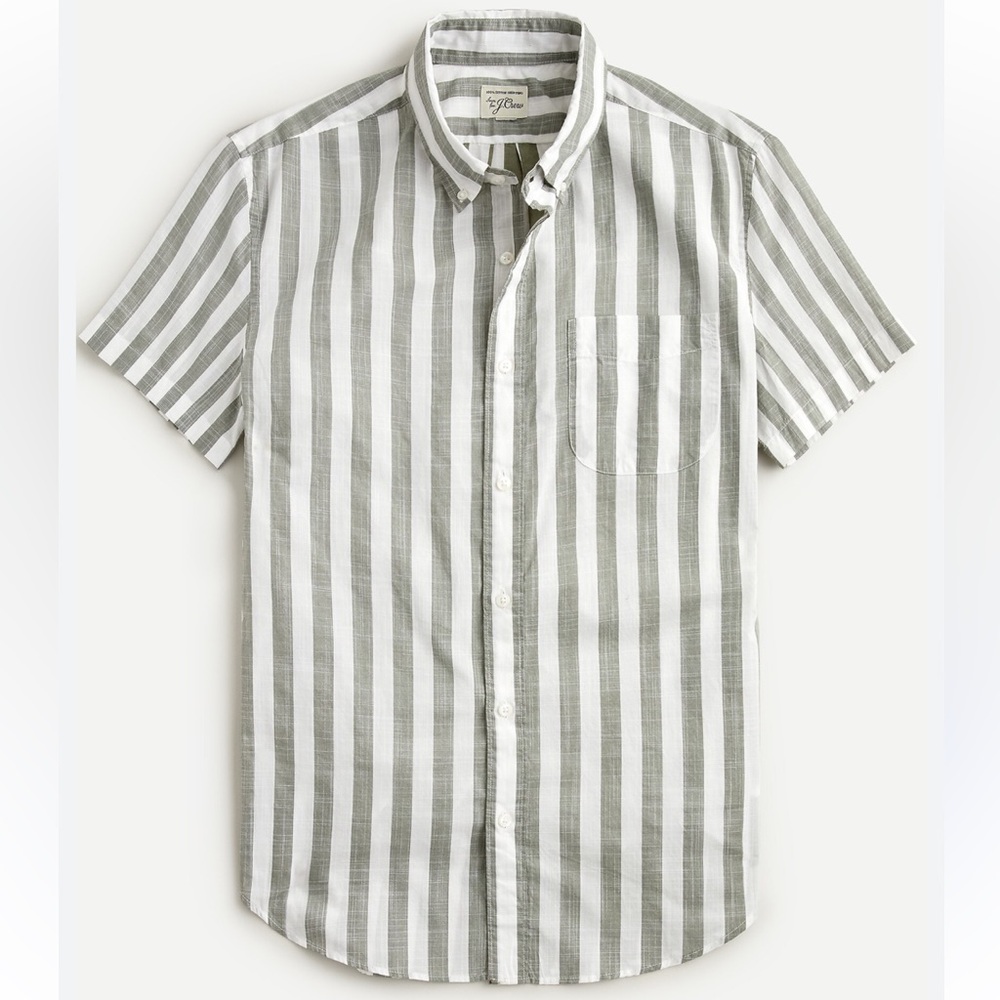 J.Crew Short-sleeve slub cotton shirt in stripe EUC